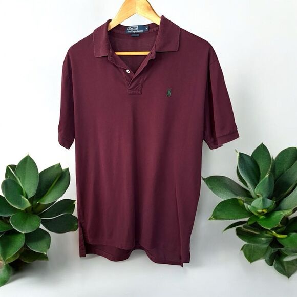 Ralph Lauren Men's Dark Red Polo Shirt green pony size medium - Picture 1 of 6